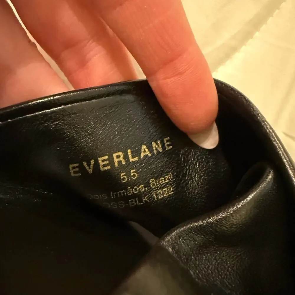 Everlane Day Crossover Sandal Black Leather Flat Slide Size 5.5 New Comfortable - Picture 6 of 7